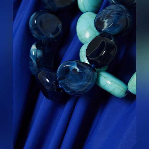 STAUD Mason Dress one shoulder embellished long dress in blue- size XS - Picture 8 of 16